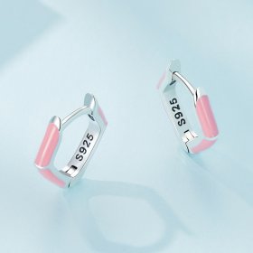 Pandora Style Pink Diamond Hoop Earrings - SCE1569-PK