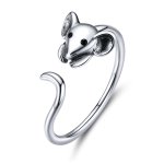 Pandora Style Silver Open Ring, Cute Mouse - SCR632