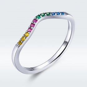 Pandora Style Silver Ring, Rainbow - SCR636