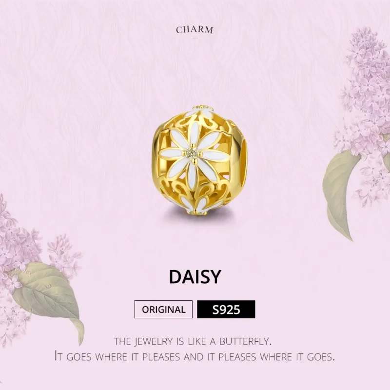 (image for) Gold-Plated Daisy Charm - PANDORA Style - SCC1216 - View 2