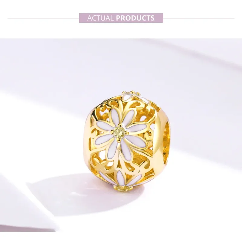 (image for) Gold-Plated Daisy Charm - PANDORA Style - SCC1216 - View 5