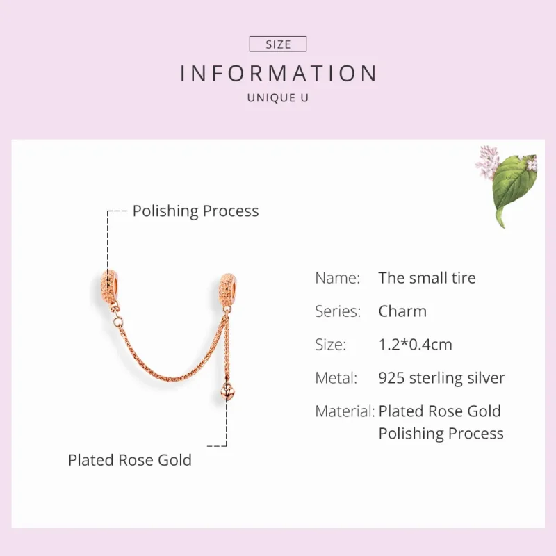 (image for) Pandora Compatible Rose Gold Safety Chain - SCC1112-C - View 5