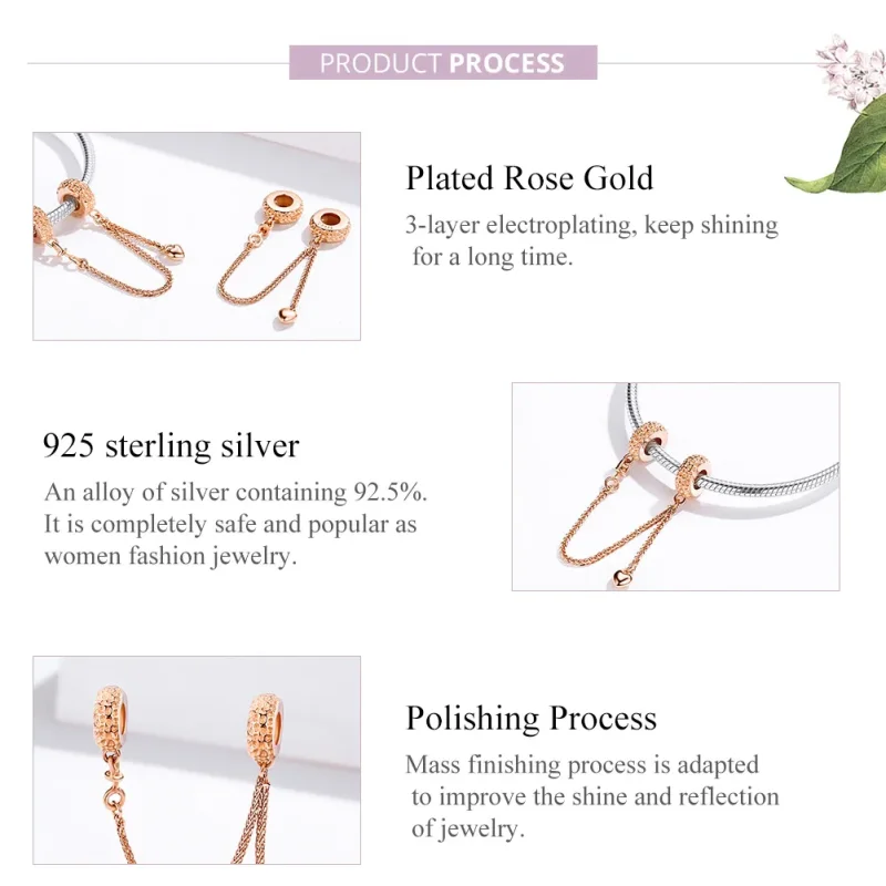 (image for) Pandora Compatible Rose Gold Safety Chain - SCC1112-C - View 6