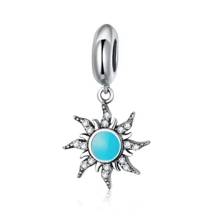 (image for) Pandora Compatible Silver Blue Sun Dangle Charm - SCC1068