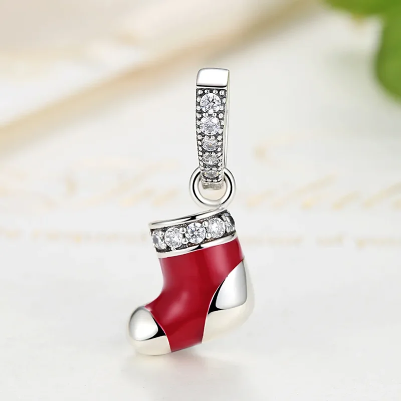 (image for) Pandora Compatible Silver Christmas Socks Dangle - SCC074 - View 4