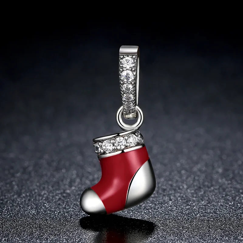 (image for) Pandora Compatible Silver Christmas Socks Dangle - SCC074 - View 5