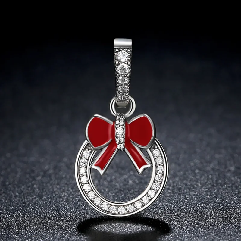 (image for) Pandora Compatible Silver Christmas Wreath Dangle - SCC077 - View 5