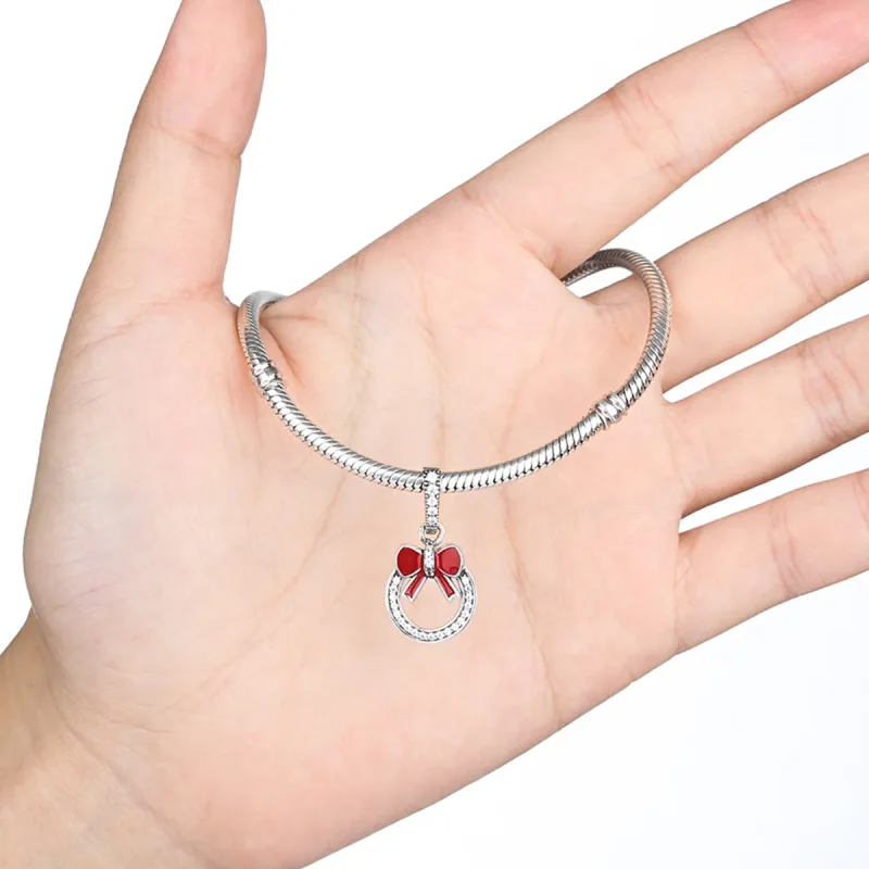 (image for) Pandora Compatible Silver Christmas Wreath Dangle - SCC077 - View 6