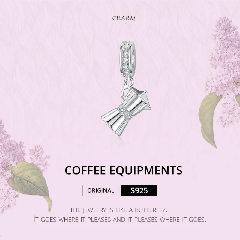 (image for) Pandora Compatible Silver Coffee Pot Dangle - SCC1287 - View 2