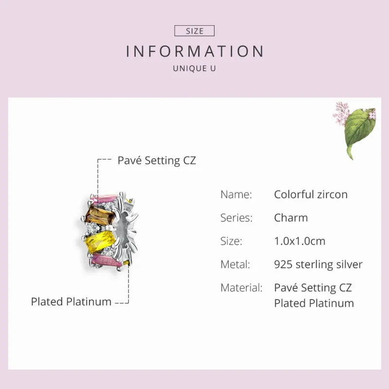 (image for) Pandora Compatible Silver Colorful Zirconium Spacer - SCC1182 - View 3