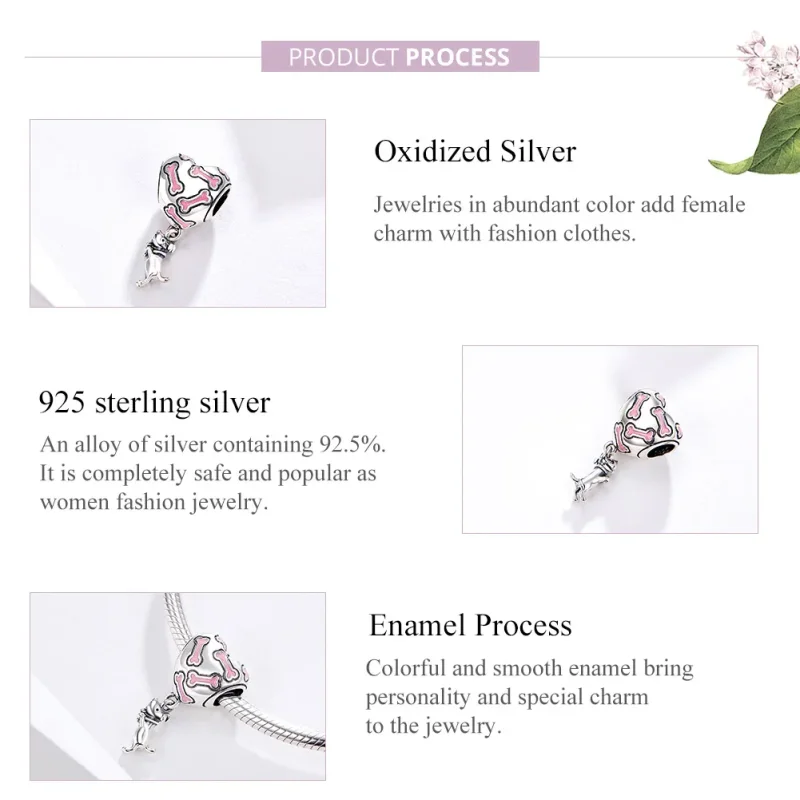 (image for) Pandora Compatible Silver Cute Puppy Dangle Charm - SCC1199 - View 4