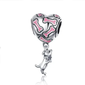 (image for) Pandora Compatible Silver Cute Puppy Dangle Charm - SCC1199