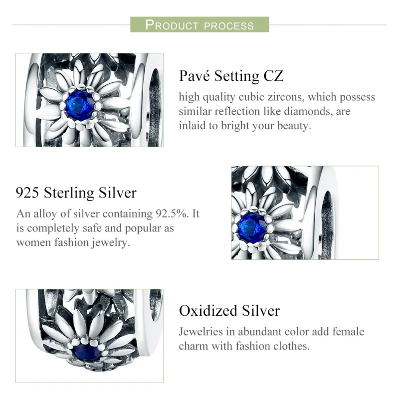 (image for) Pandora Compatible Silver Daisy Spacer - SCC1118 - View 5