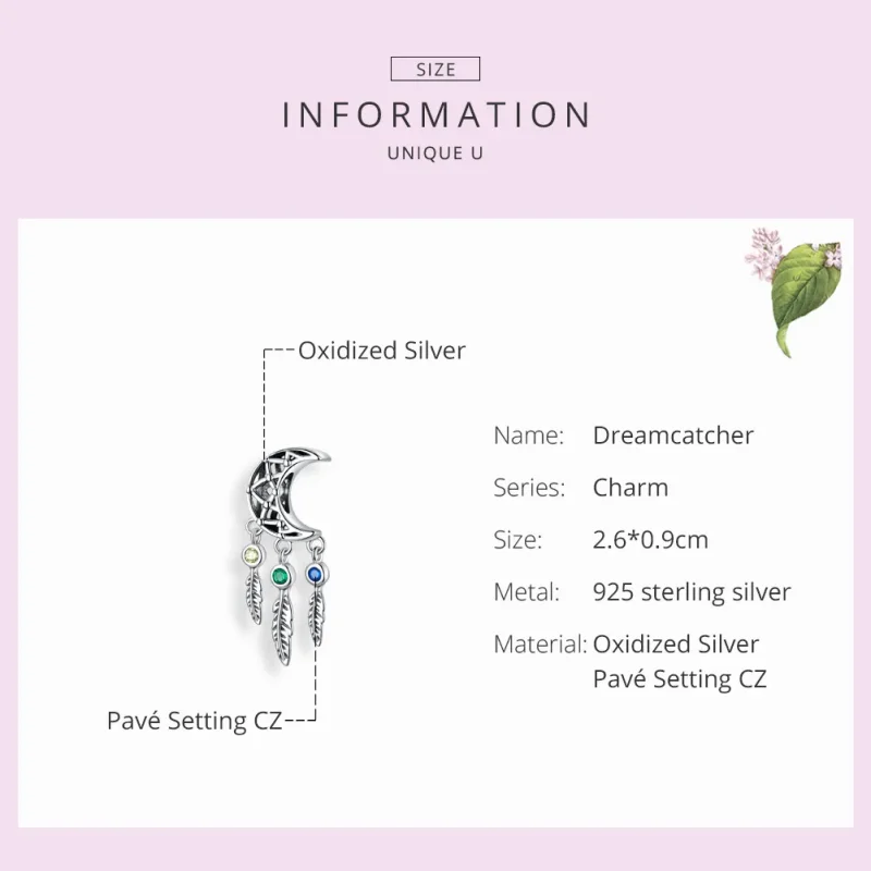 (image for) Pandora Compatible Silver Dreamcatcher Dangle - SCC1232 - View 3