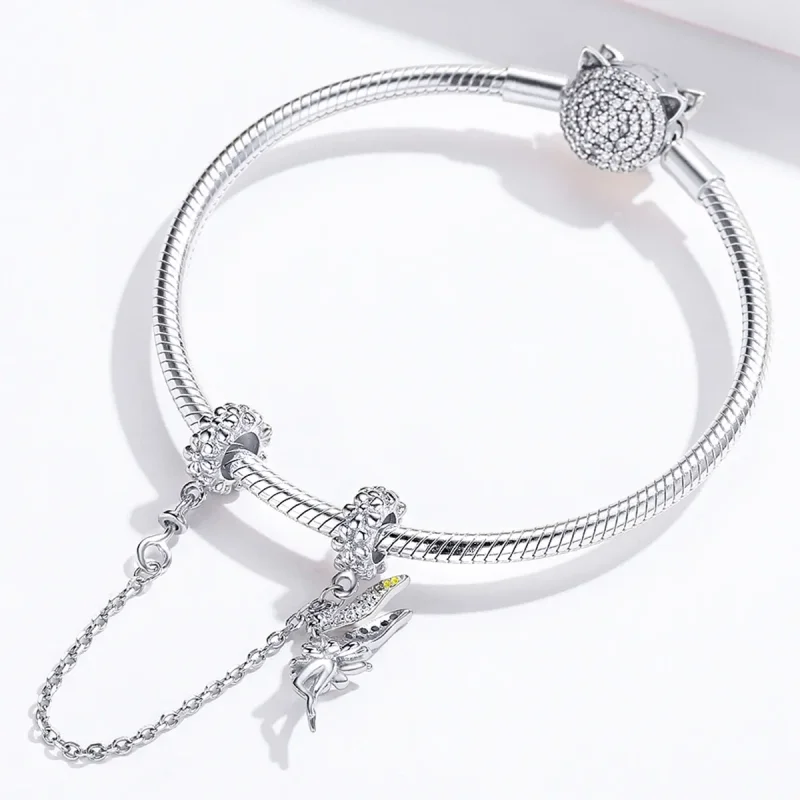 (image for) Pandora Compatible Silver Flower Elf Safety Chain - SCC1278 - View 4