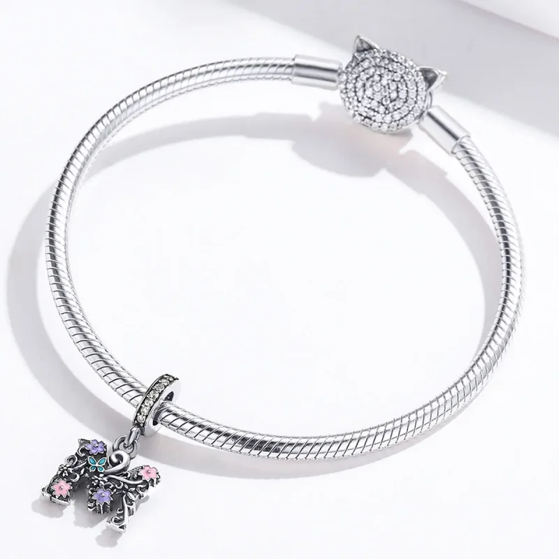 (image for) Pandora Compatible Silver Flower Letter M Dangle - SCC1274 - View 4