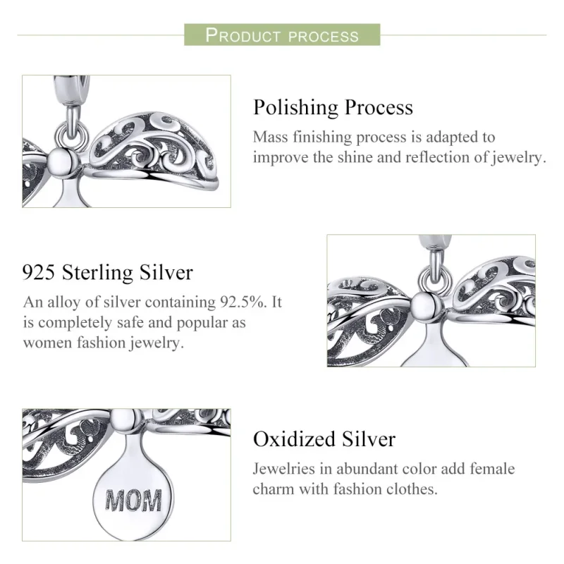 (image for) Pandora Compatible Silver Gartitude For Mom Dangle - SCC1008 - View 6
