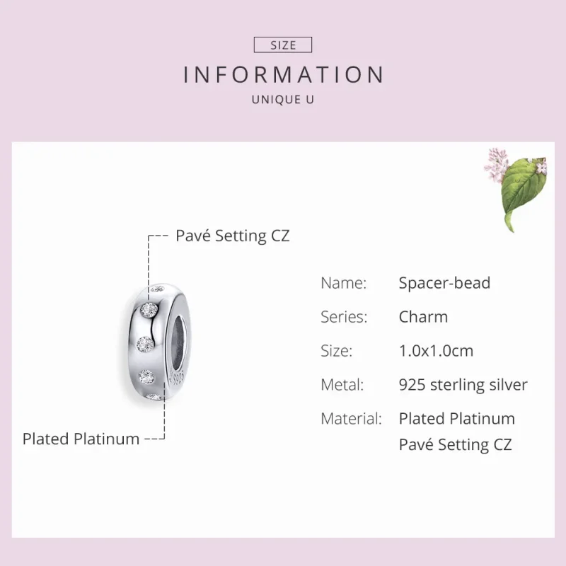 (image for) Pandora Compatible Silver Glittering Spacer - SCC1171 - View 3