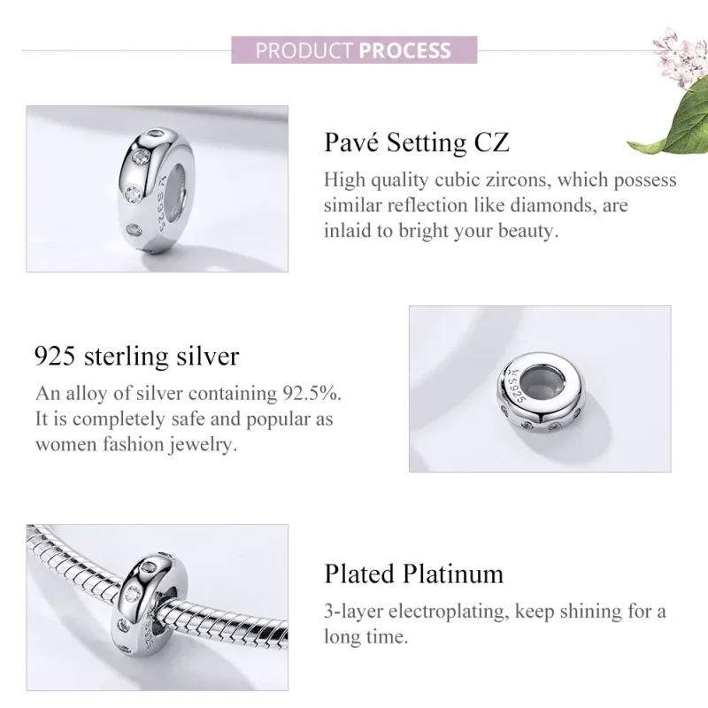 (image for) Pandora Compatible Silver Glittering Spacer - SCC1171 - View 4