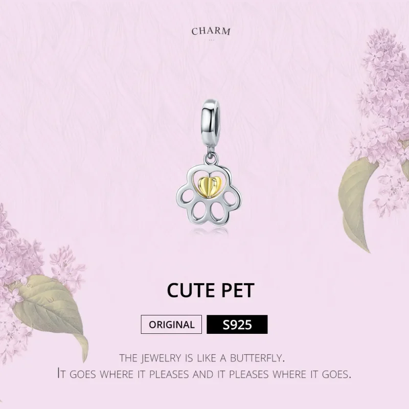 (image for) Pandora Compatible Silver & Gold-Plated Cure Pet Dangle - SCC1251 - View 2