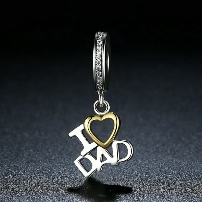(image for) Pandora Compatible Silver & Gold-Plated I Love Dad Dangle - SCC052 - View 5