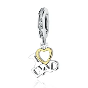 (image for) Pandora Compatible Silver & Gold-Plated I Love Dad Dangle - SCC052