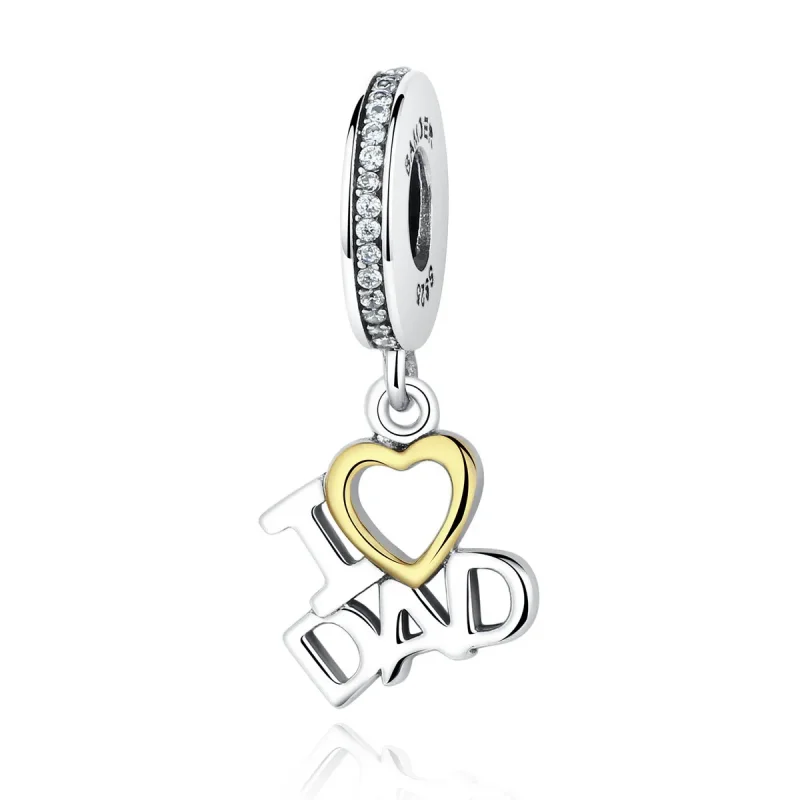 (image for) Pandora Compatible Silver & Gold-Plated I Love Dad Dangle - SCC052 - Product Image