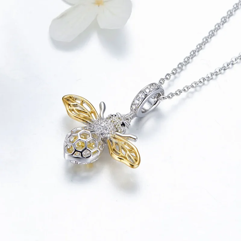 (image for) Pandora Compatible Silver & Gold-Plated Motion Bee Dangle - SCC1125 - View 3