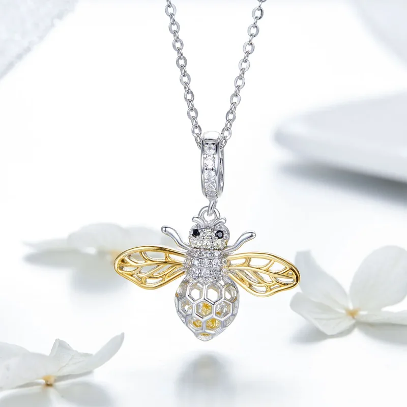 (image for) Pandora Compatible Silver & Gold-Plated Motion Bee Dangle - SCC1125 - View 8