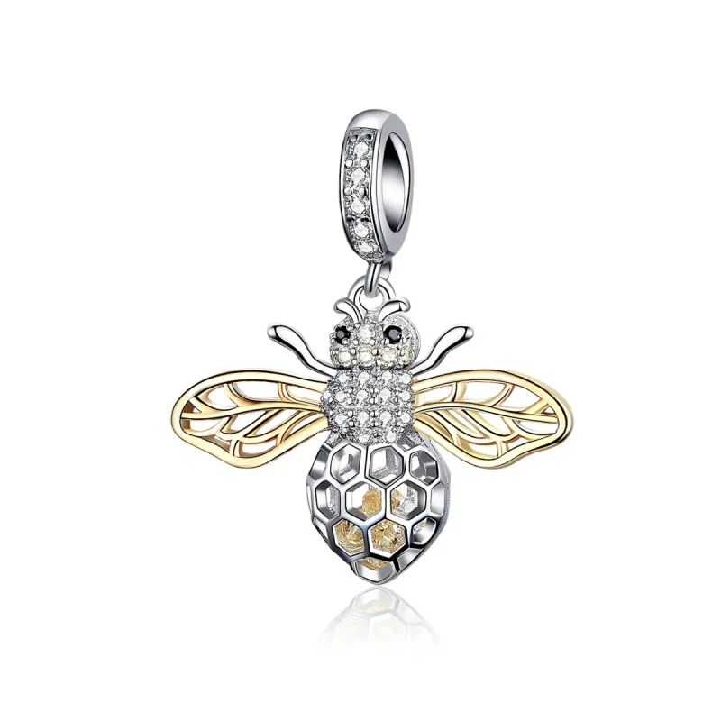 (image for) Pandora Compatible Silver & Gold-Plated Motion Bee Dangle - SCC1125 - Product Image