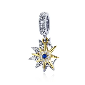 (image for) Pandora Compatible Silver & Gold-Plated Pavé Sun Meet Moon Dangle - SCC1135