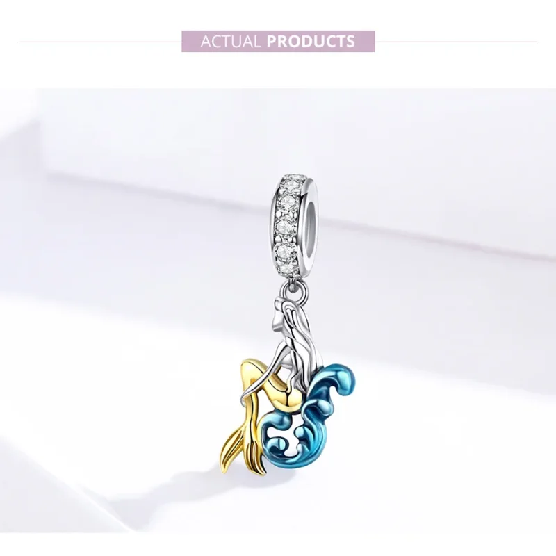 (image for) Pandora Compatible Silver & Gold-Plated Waiting Mermaid Dangle - SCC1166 - View 2