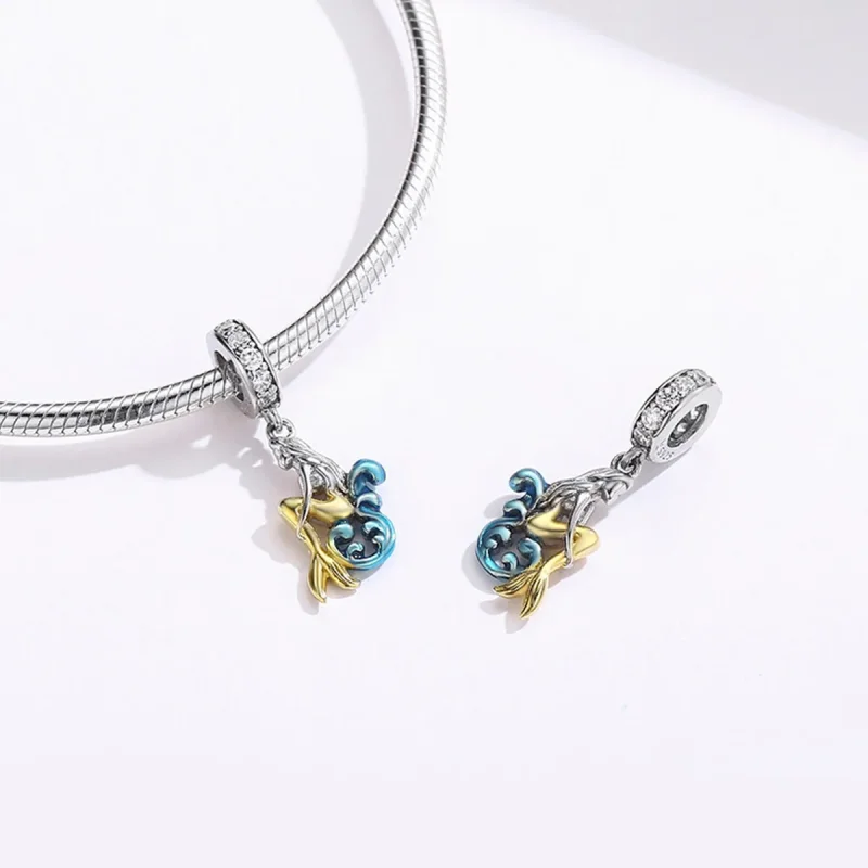 (image for) Pandora Compatible Silver & Gold-Plated Waiting Mermaid Dangle - SCC1166 - View 4