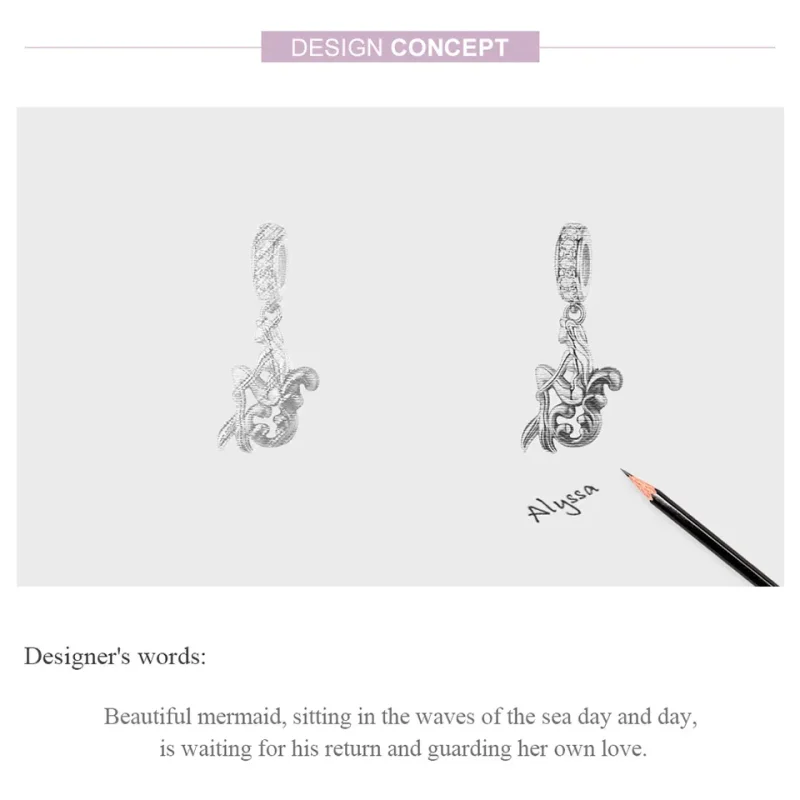 (image for) Pandora Compatible Silver & Gold-Plated Waiting Mermaid Dangle - SCC1166 - View 6