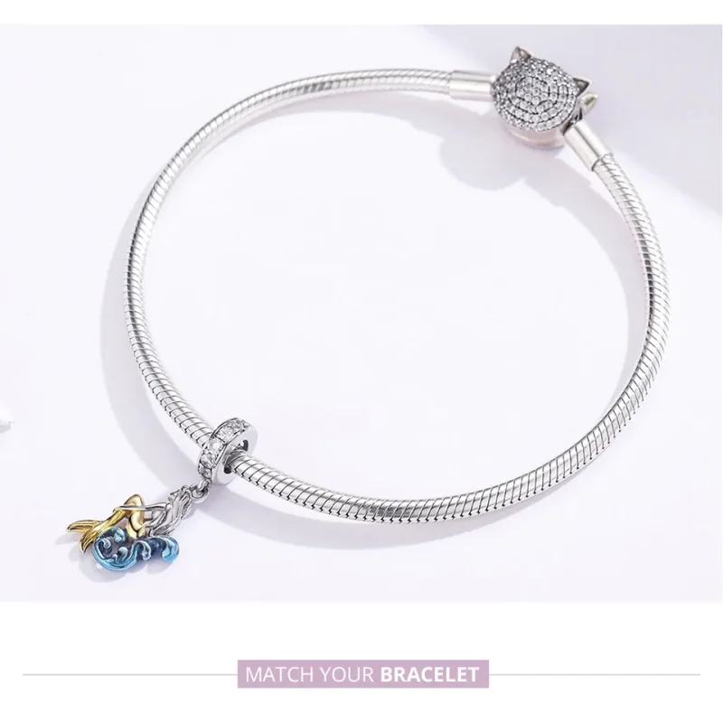 (image for) Pandora Compatible Silver & Gold-Plated Waiting Mermaid Dangle - SCC1166 - View 7