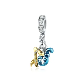 (image for) Pandora Compatible Silver & Gold-Plated Waiting Mermaid Dangle - SCC1166