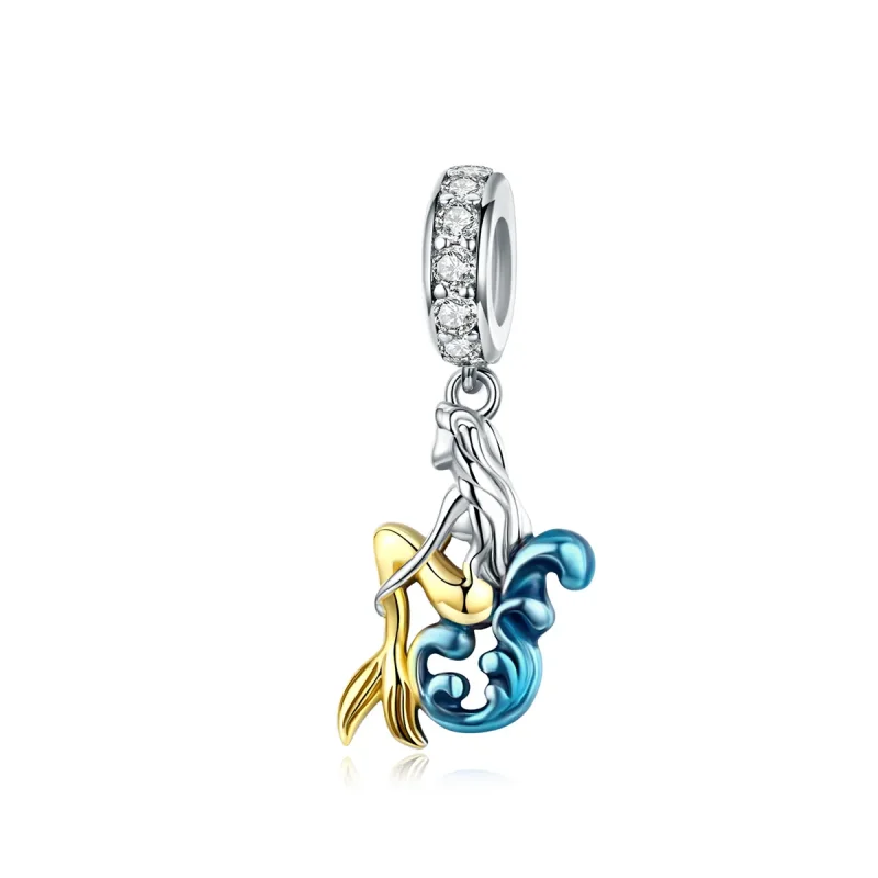 (image for) Pandora Compatible Silver & Gold-Plated Waiting Mermaid Dangle - SCC1166 - Product Image