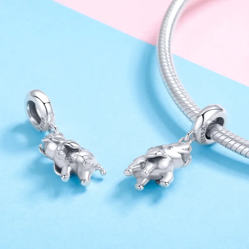 (image for) Pandora Compatible Silver Happy Elephant Dangle - SCC1059 - View 4