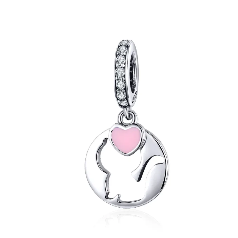 (image for) Pandora Compatible Silver Happy Kitty Dangle Charm - SCC1140 - Product Image