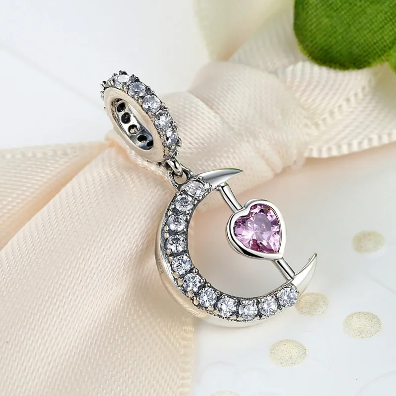 (image for) Pandora Compatible Silver Heart of The Moon Dangle - SCC040 - View 2