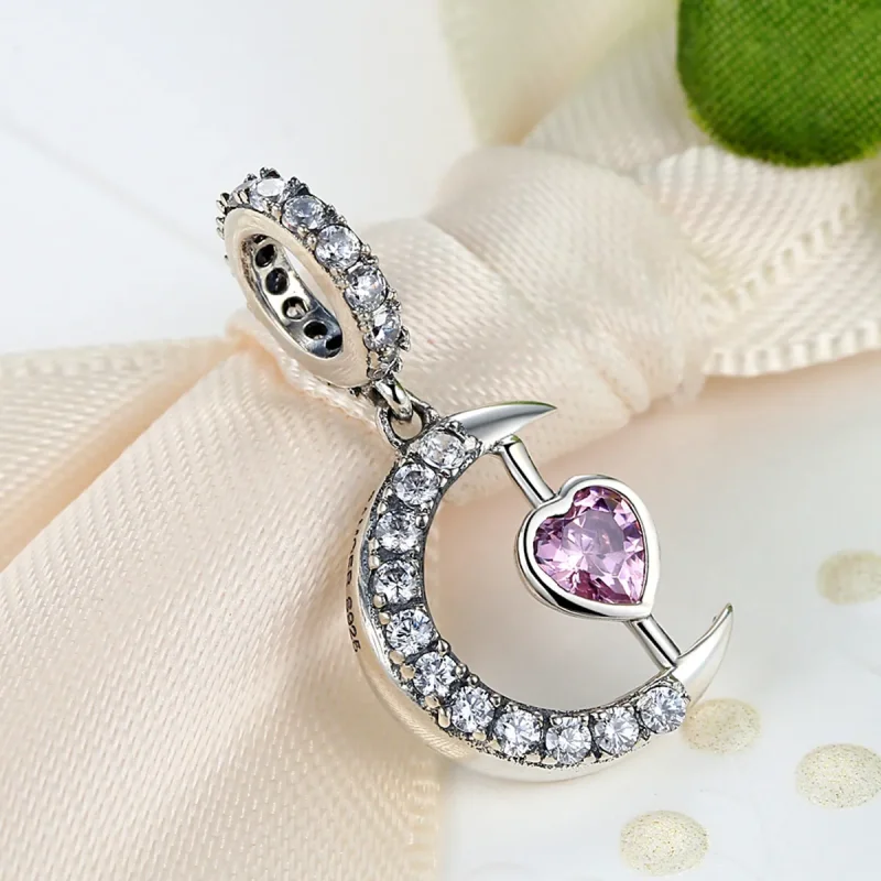 (image for) Pandora Compatible Silver Heart of The Moon Dangle - SCC040 - View 4