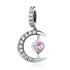 (image for) Pandora Compatible Silver Heart of The Moon Dangle - SCC040