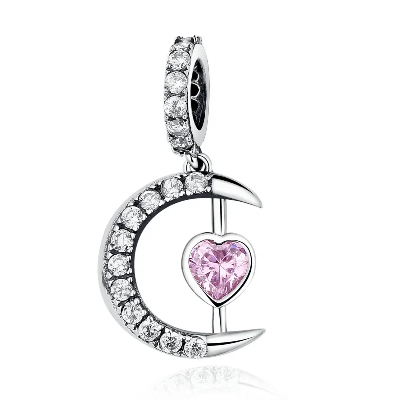 (image for) Pandora Compatible Silver Heart of The Moon Dangle - SCC040 - Product Image
