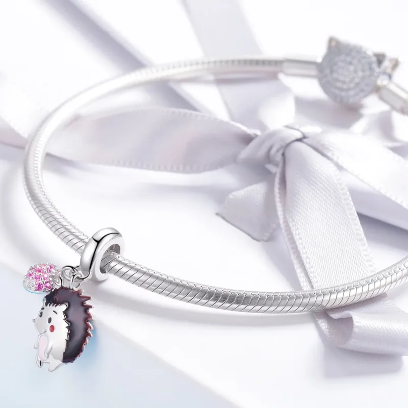 (image for) Pandora Compatible Silver Hedgehog & Fruit Dangle - SCC1061 - View 3