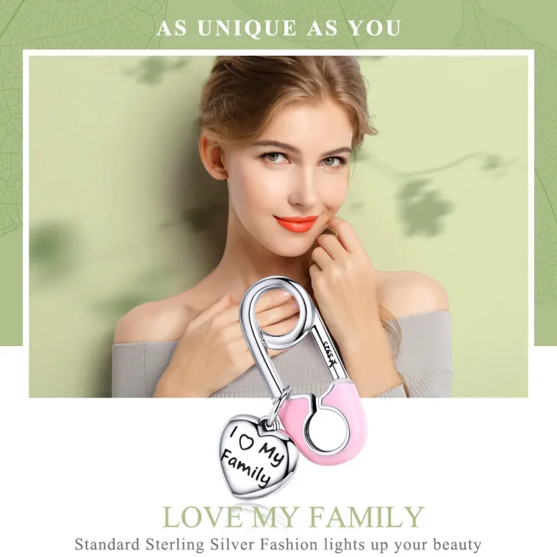 (image for) Pandora Compatible Silver I Love My Family Dangle - SCC1145 - View 2