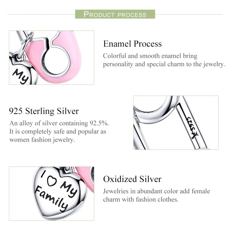 (image for) Pandora Compatible Silver I Love My Family Dangle - SCC1145 - View 4