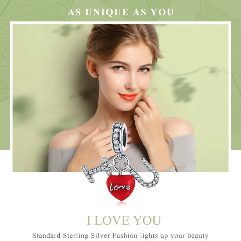 (image for) Pandora Compatible Silver I Love You Dangle - SCC1055 - View 2