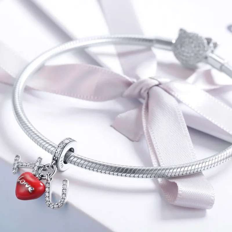 (image for) Pandora Compatible Silver I Love You Dangle - SCC1055 - View 3
