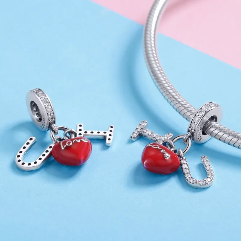 (image for) Pandora Compatible Silver I Love You Dangle - SCC1055 - View 4