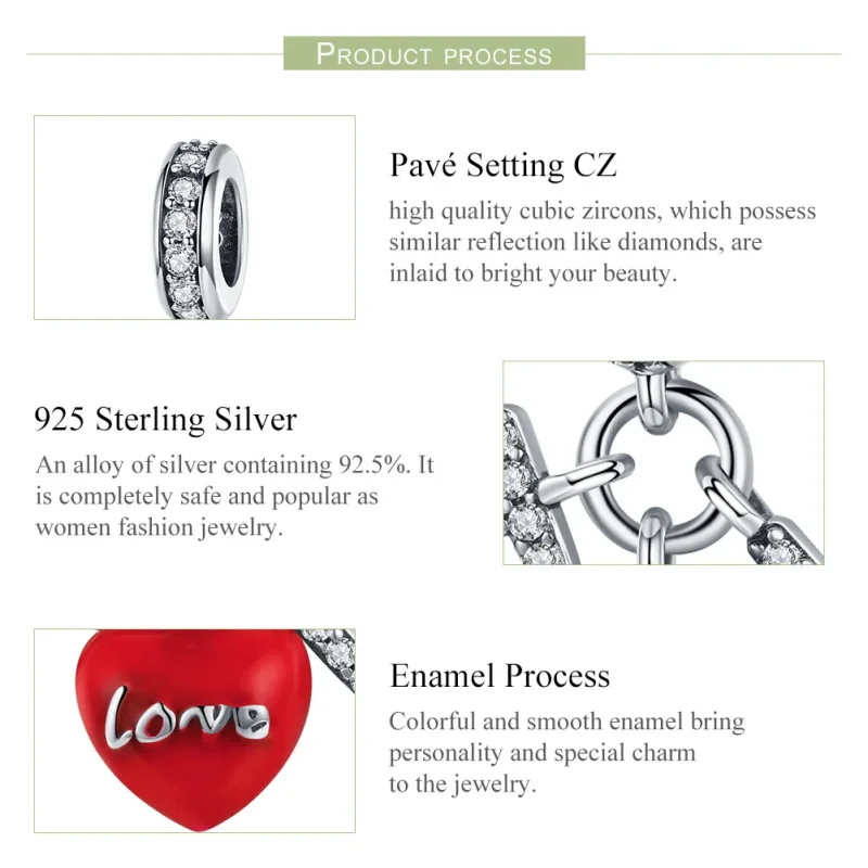 (image for) Pandora Compatible Silver I Love You Dangle - SCC1055 - View 6